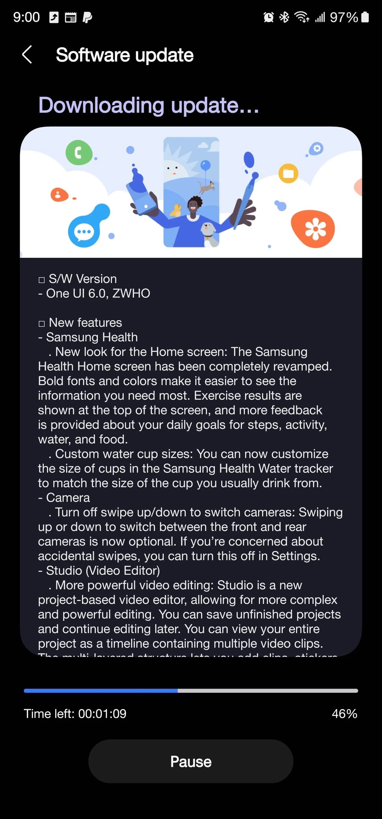 A screenshot of One UI 6 beta update