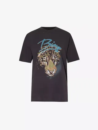 Leopard Graphic-Print Organic-Cotton Jersey T-Shirt