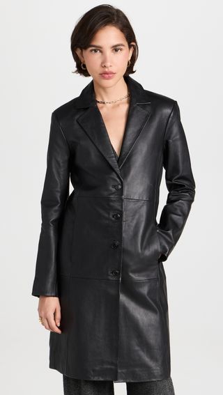 X Veda Crosby – Long leather blazer in 90s style