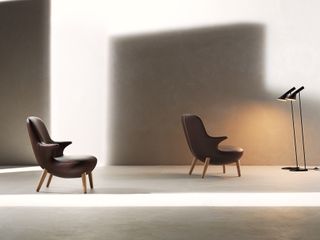 Milan Design Week B&B Italia Omoi armchairs in brown leather