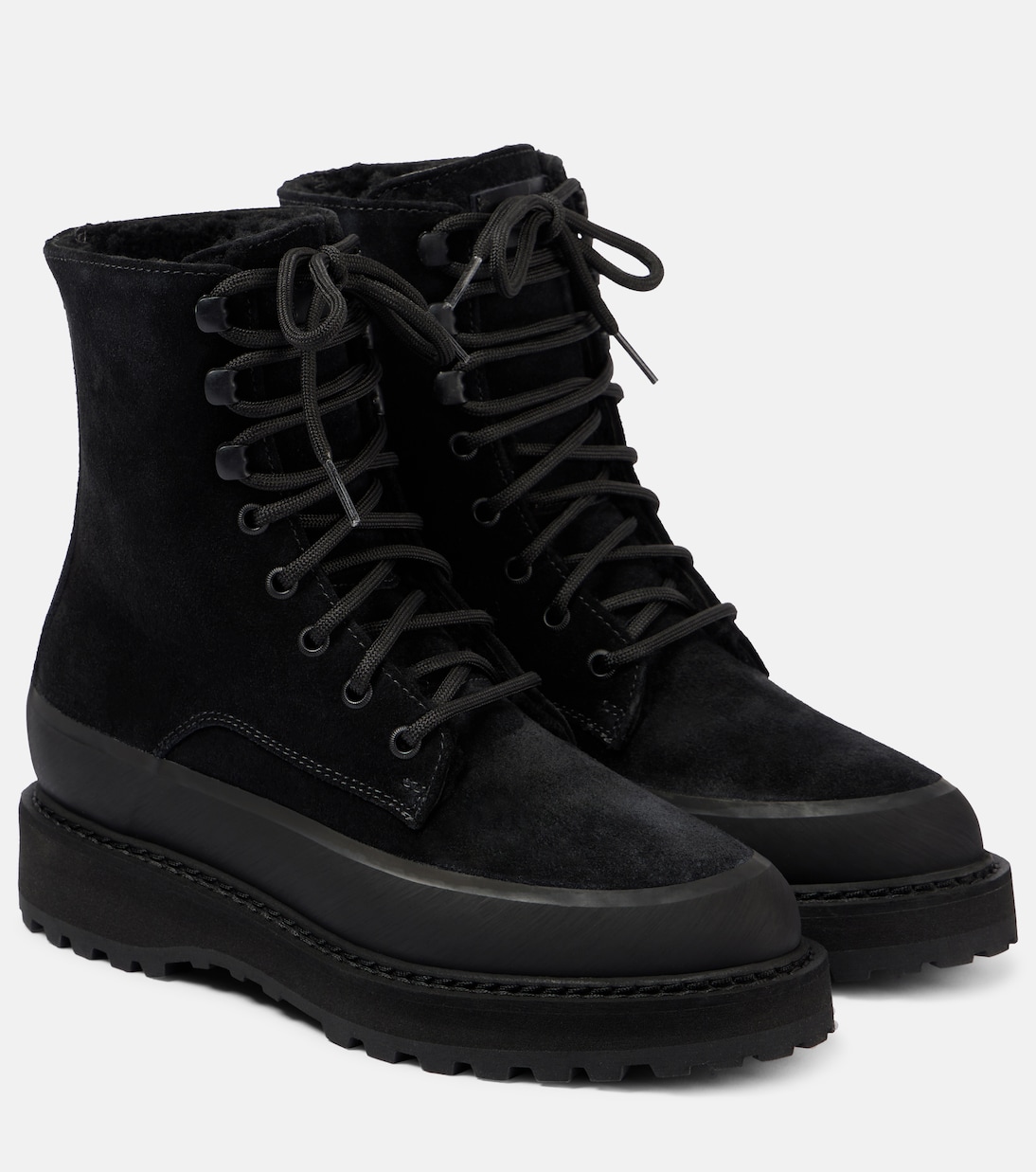 Dolomite Shearling-Trimmed Suede Ankle Boots