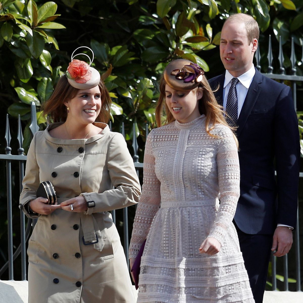 Princess Eugenie, Princess Beatrice, Prince William and Princess Kate attend an Easter Day service in 2017