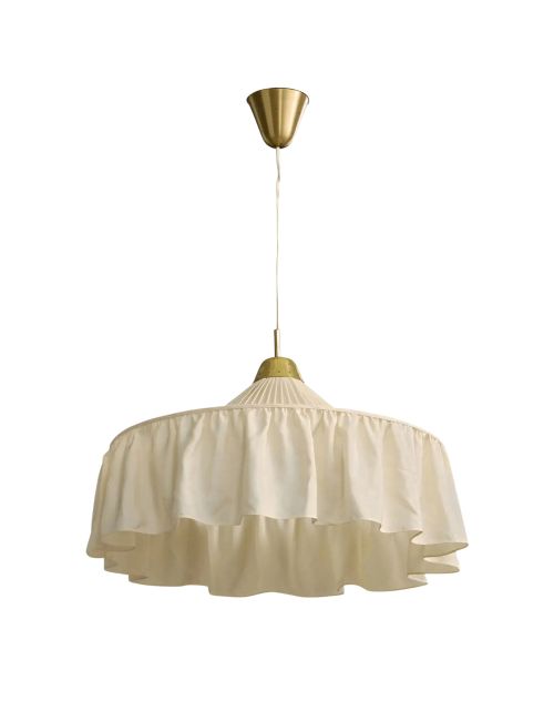 Josef Frank, Pendant Light, Brass, Fabric, Sweden, 1950s