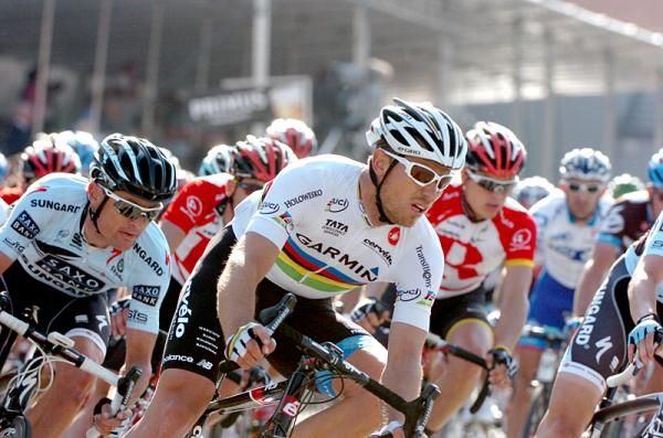 World Champion Thor Hushovd (Garmin Cervelo) in the bunch