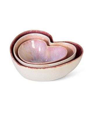 Oliver Bonas Amara Pink Heart Bowls Set of Three