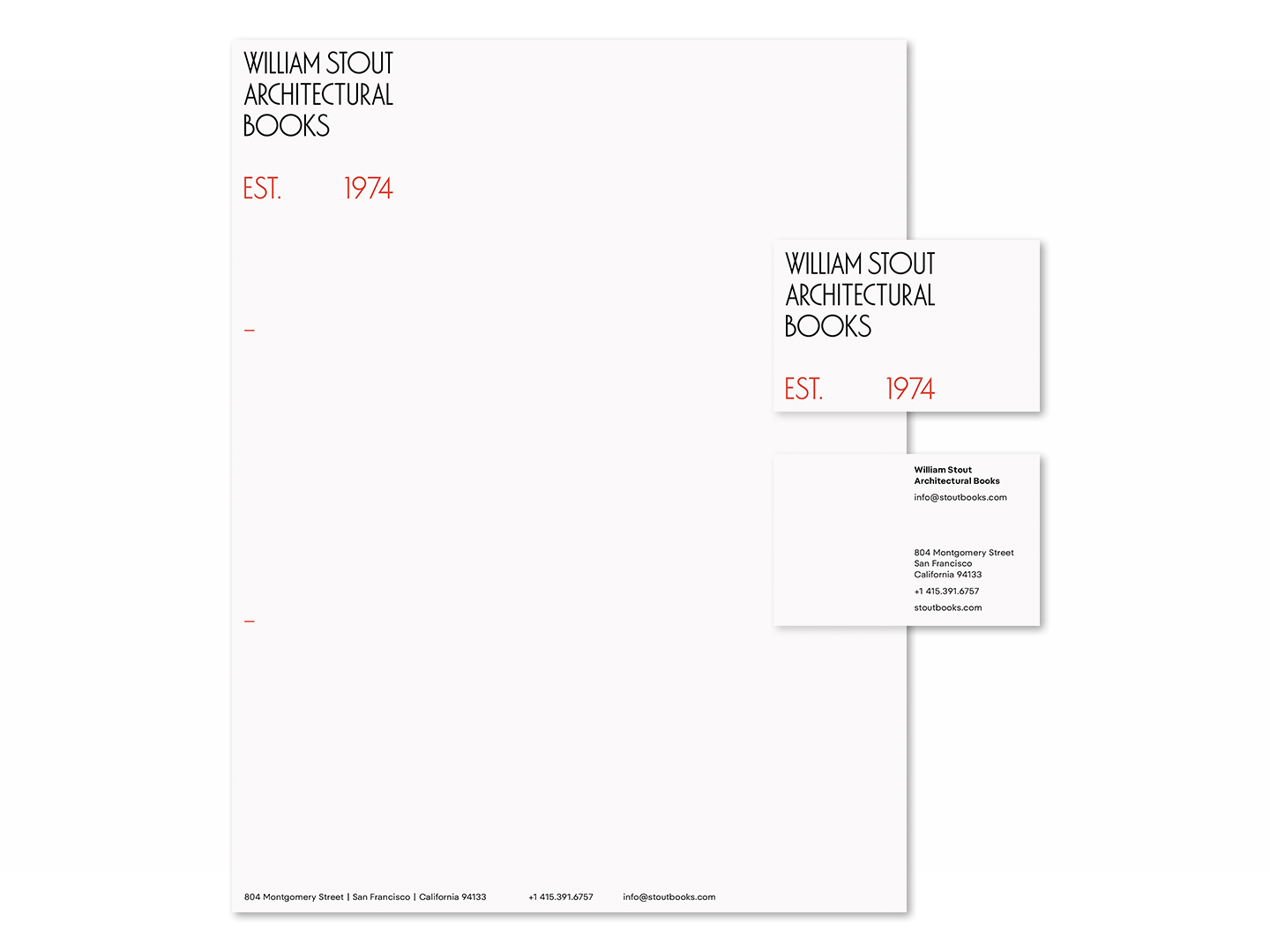 LoveFrom's identity for William Stout Architectural Books includes a letterhead and business cards