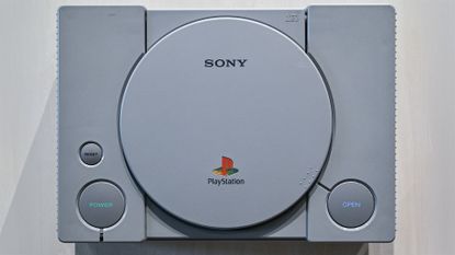 Original PlayStation hanging on wall at Sony HQ in Tokyo
