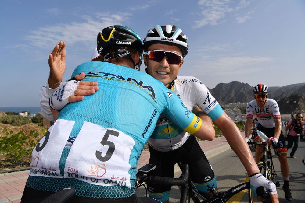 Defending champion Alexey Lutsenko (Astana) enjoys his victory