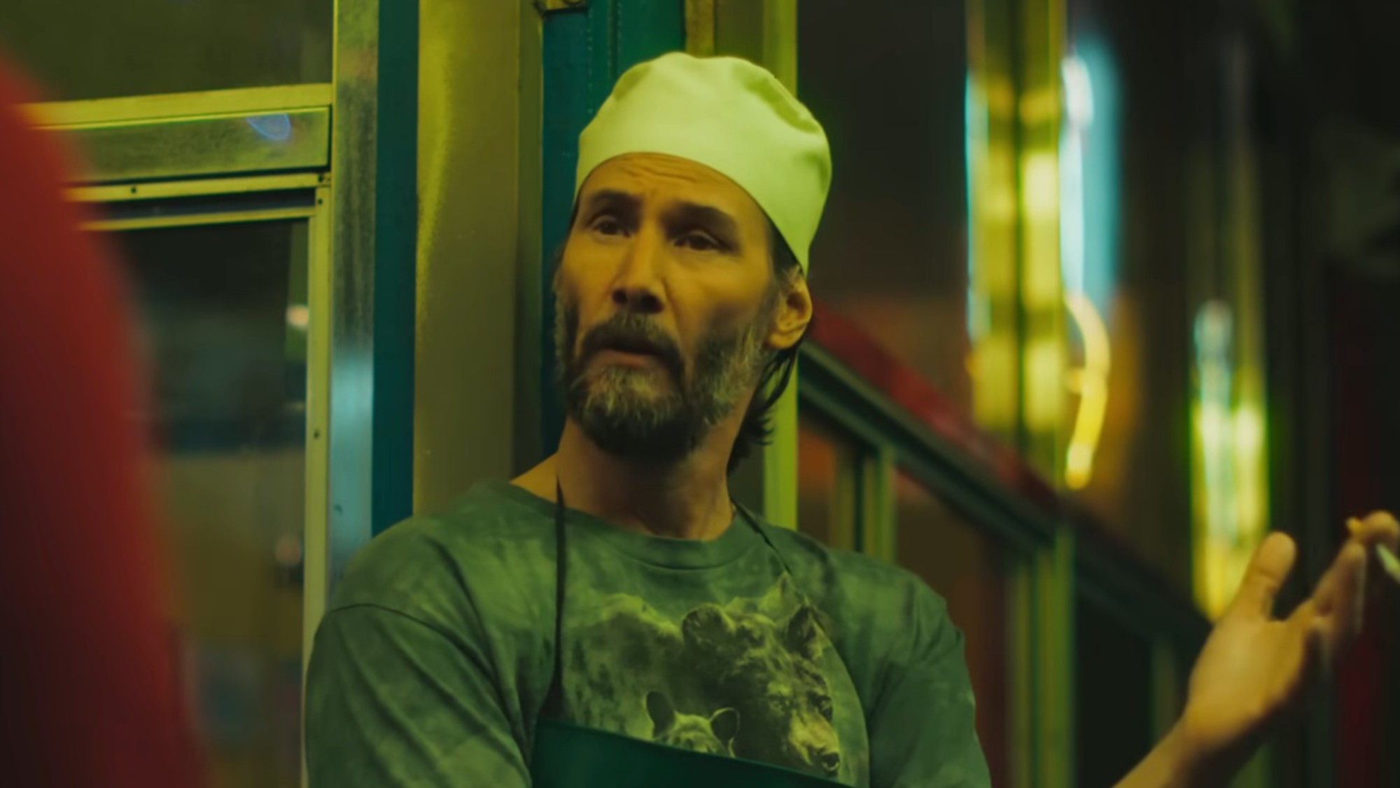 A very over it Keanu Reeves in Good Fortune