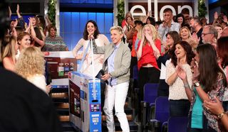 Oprah might give away cars, but Ellen's got TVs covered.