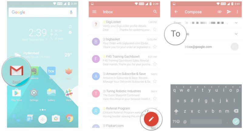 how to send an email on gmail mobile android