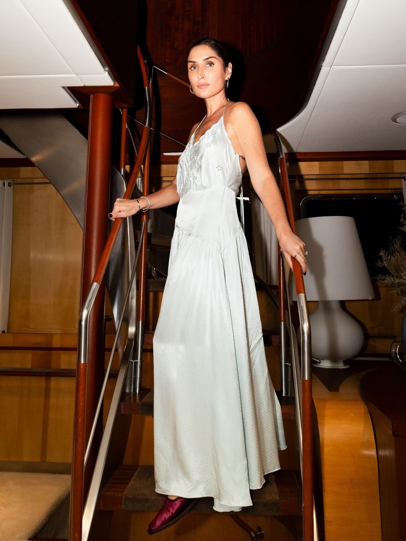 Fashion person Erin wears a white dress