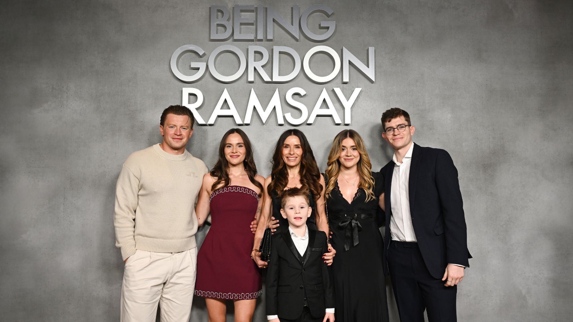 Adam Peaty, Holly Ramsay, Tana Ramsay, Oscar James Ramsay, Tilly Ramsay and Henry Farrow attend the launch of Being Gordon Ramsay on February 16, 2026