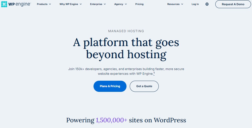WP Engine&#039;s landing page