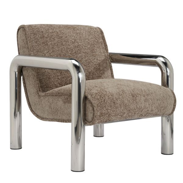 &amp;Eacute;DIT&amp;Eacute;, Hendrix Curved Chrome Frame Upholstered Armchair