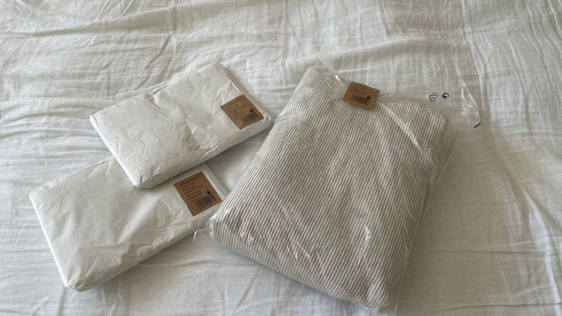 Secret Linen Store Natural Sid Stripe Linen packaging
