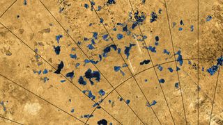 Radar images from NASA's Cassini spacecraft reveal many lakes on Titan's surface.