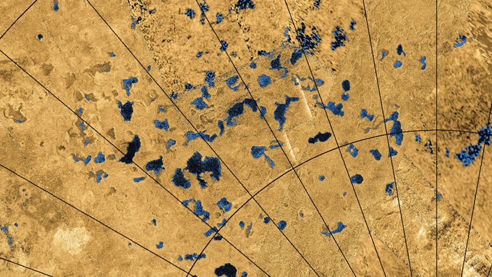 Radar images from NASA&#039;s Cassini spacecraft reveal many lakes on Titan&#039;s surface.