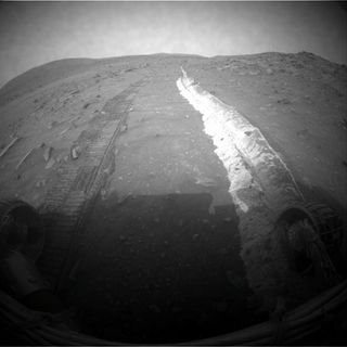 Image of Mars rover Spirit’s tracks during it’s mission to collect data about the red planet.