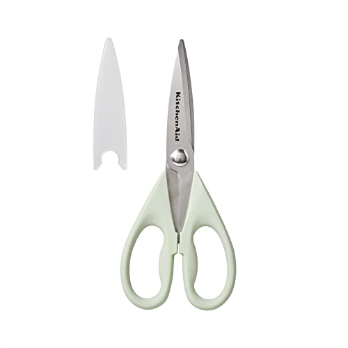 Kitchenaid All Purpose Kitchen Shears With Protective Sheath Durable Stainless Steel Scissors, Dishwasher Safe, Soft Grip Comfort Handle, 8.72 Inch, Pistachio