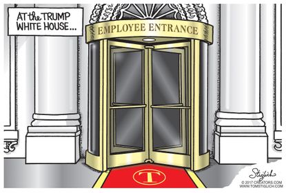 Political cartoon U.S. White House chaos staff firings