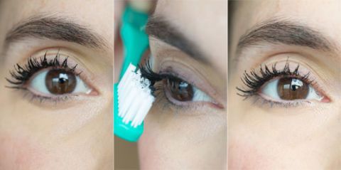 Eyelash toothbrush hack