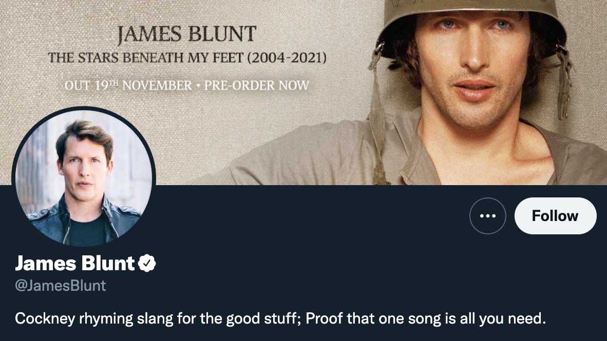 James Blunt on pubs, beer, music and Twitter