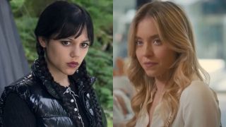 Jenna Ortega in Wednesday and Sydney Sweeney in Anyone But You.