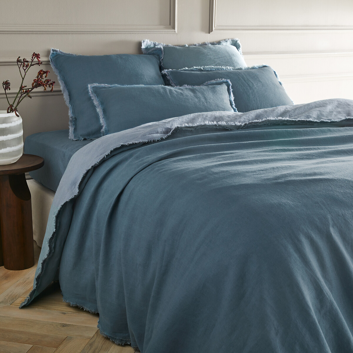 Alhanasia Washed Linen Duvet Cover With Double Fringe