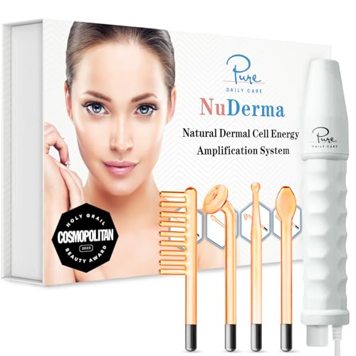 Pure Daily Care Nuderma Handheld Skin Therapy Wand Machine W/neon – Anti-Aging - Skin Tightening - Wrinkle Reducing - Dark Circles – Clarifying - Hair & Scalp Stimulator