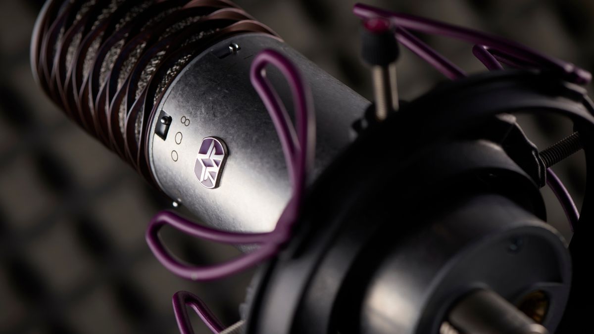 Detail of an Aston Spirit XLR microphone