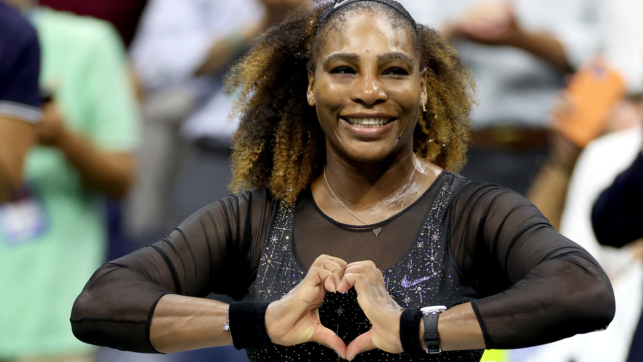 Serena Williams of the United States celebrates after defeating Danka Kovinic of Montenegro during the Women&#039;s Singles First Round on Day One of the 2022 US Open at USTA Billie Jean King National Tennis Center on August 29, 2022 in the Flushing neighborhood of the Queens borough of New York City.