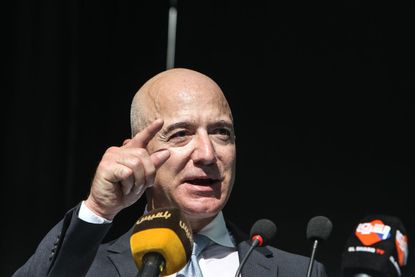 Jeff Bezos speaks at a memorial for Jamal Khashoggi