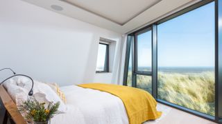 bedroom in contemporary self build with recessed ceiling