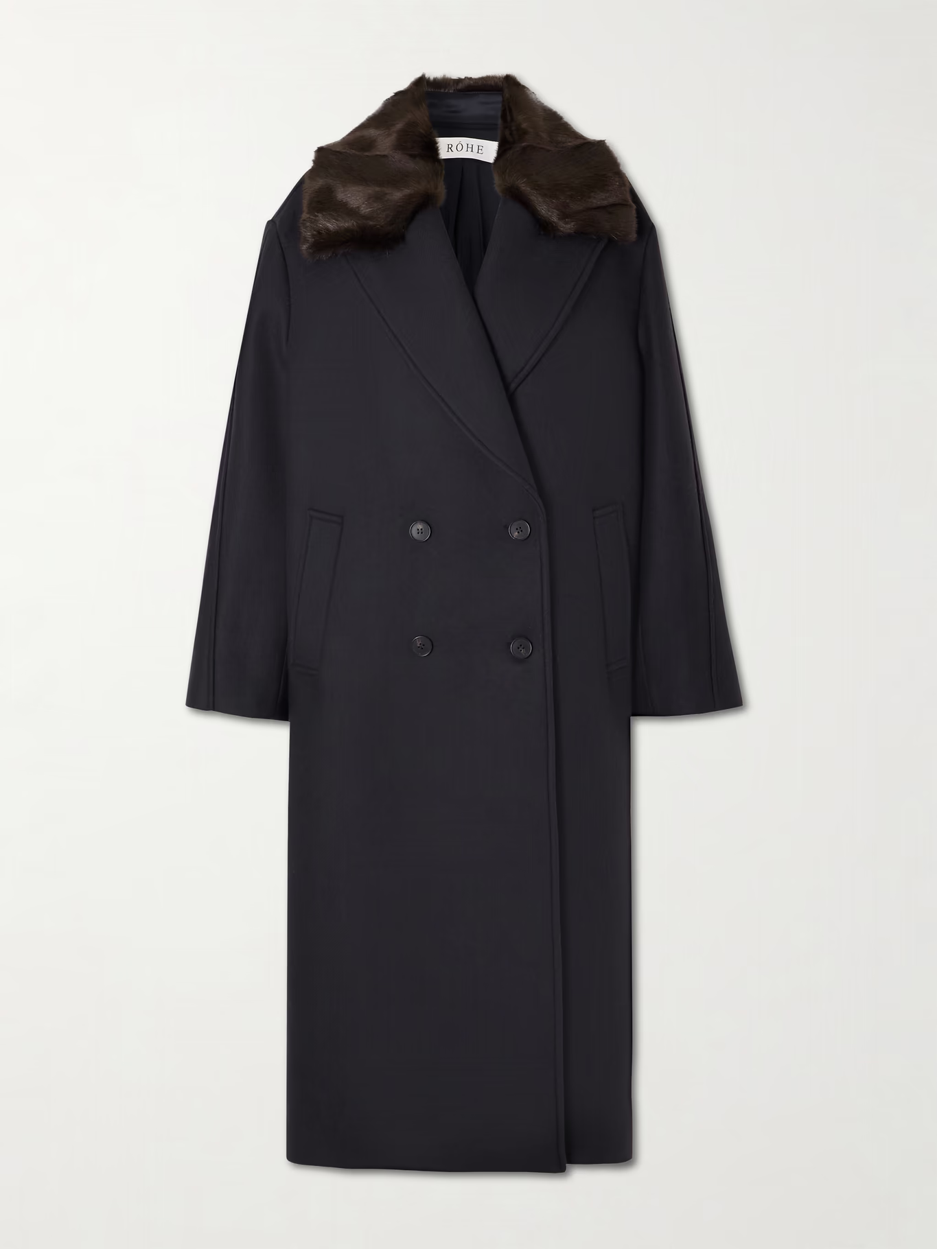 Rohé, Ezra double-breasted plush-trimmed wool-blend coat