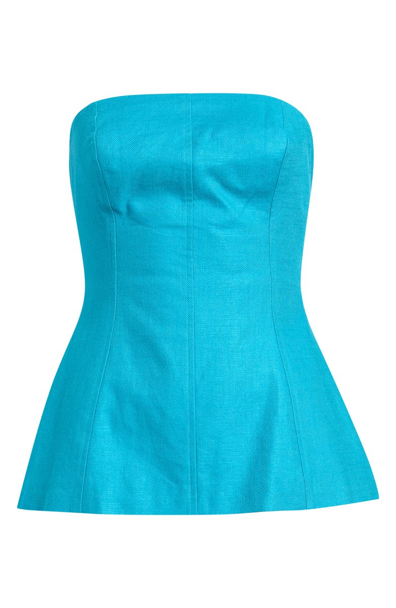 Strapless Linen Blend Peplum Top