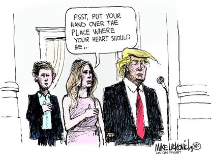 Political Cartoon U.S. Trump Melania Barron Easter Egg Roll Heart