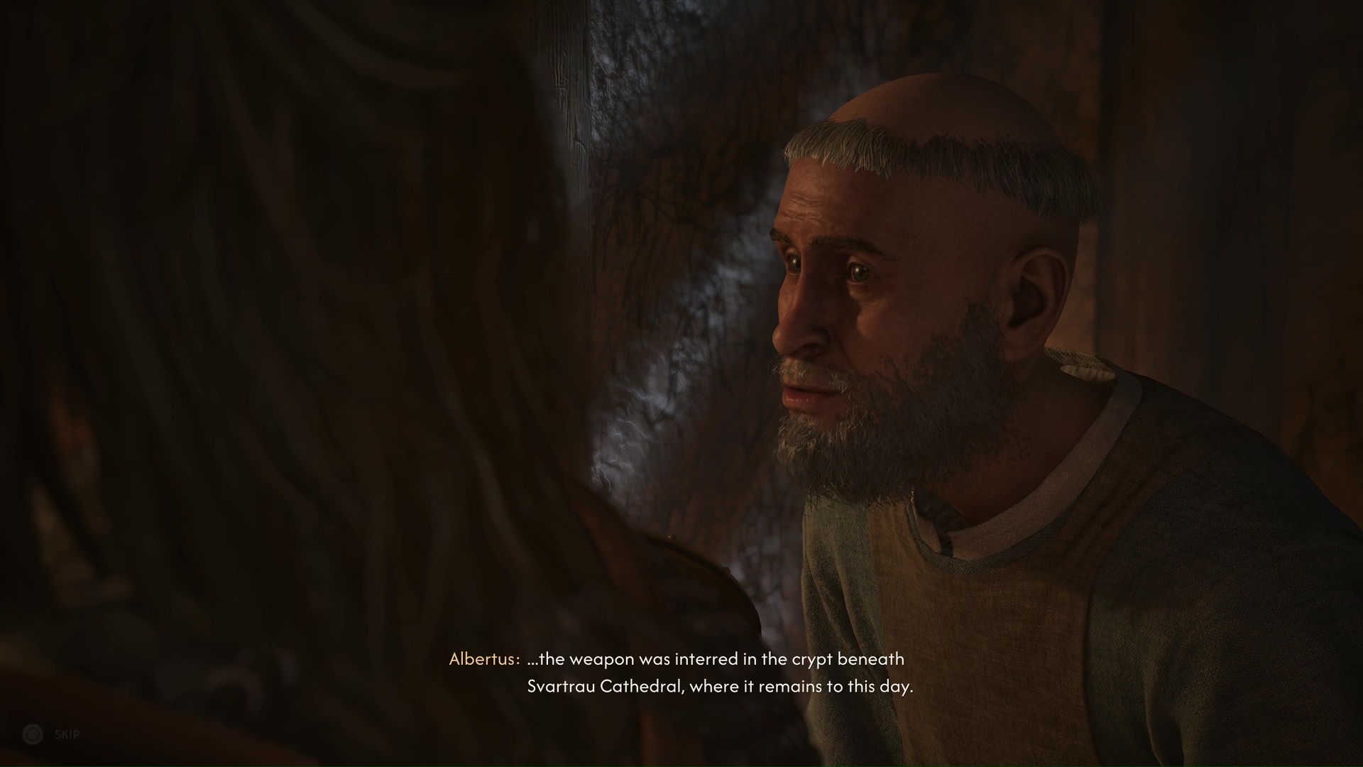 Albertus tells you where to find the location of the Sword of St. Mihai in The Blood of Dawnwalker