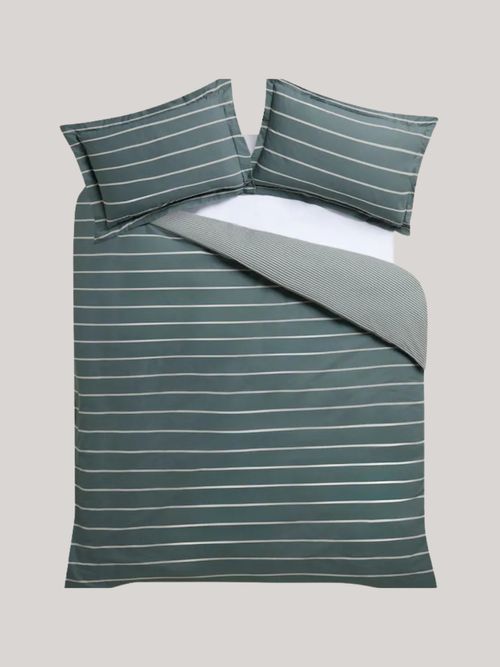 Blue Cotton Stripe Duvet Cover and Pillowcase Set