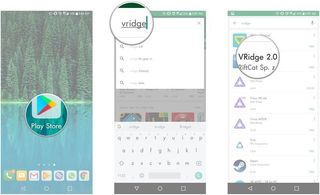 Launch the Google Play app. Search for VRidge. Tap VRidge 2.0.