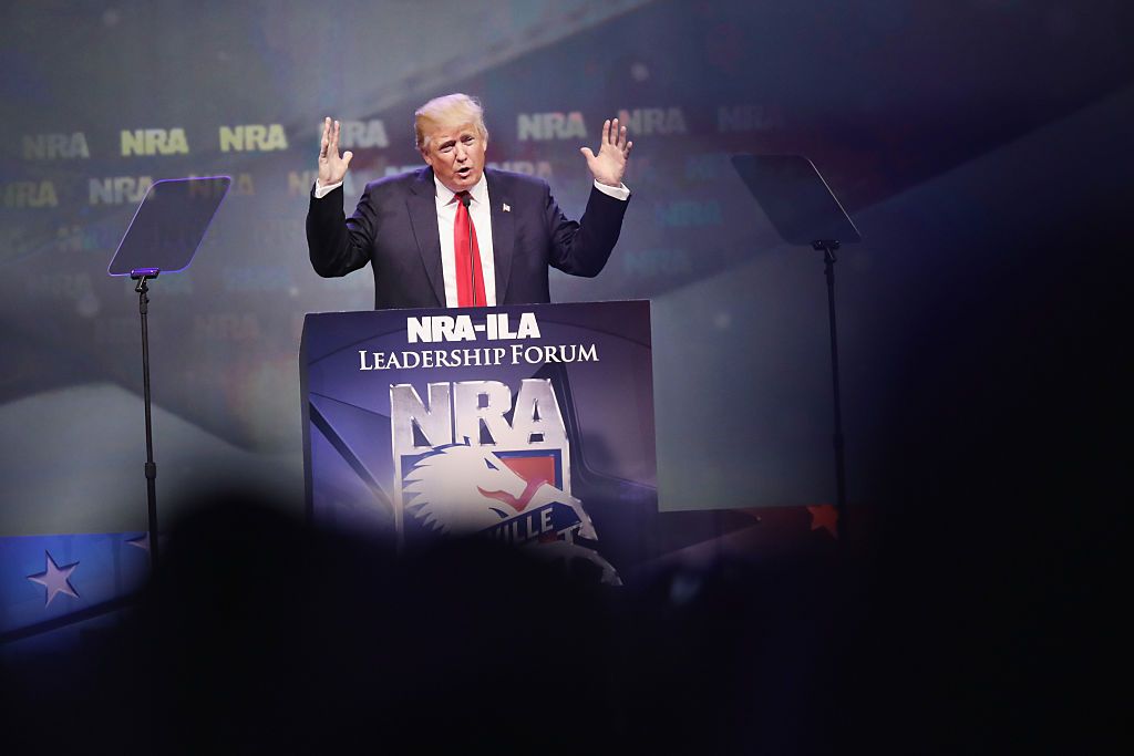 Donald Trump at the NRA&amp;#039;s annual meeting in 2016.