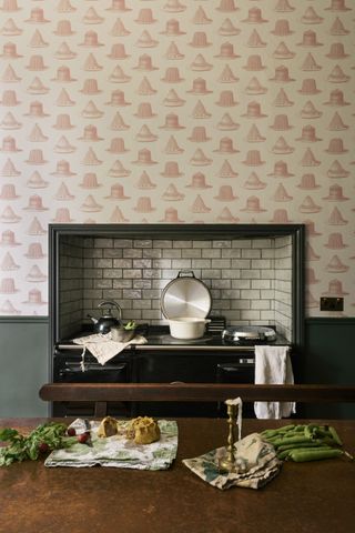 Devol kitchen with jelly wallpaper