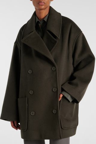 The Frankie Shop Marian Oversized Wool-Blend Peacoat