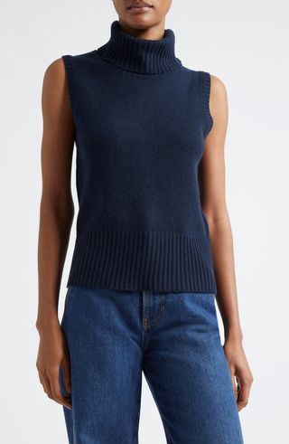 Mazzy Turtleneck Sleeveless Cashmere Sweater