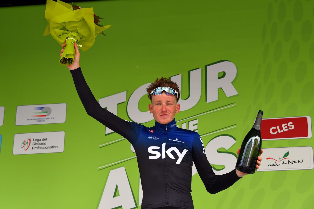 The stage winner on the podium