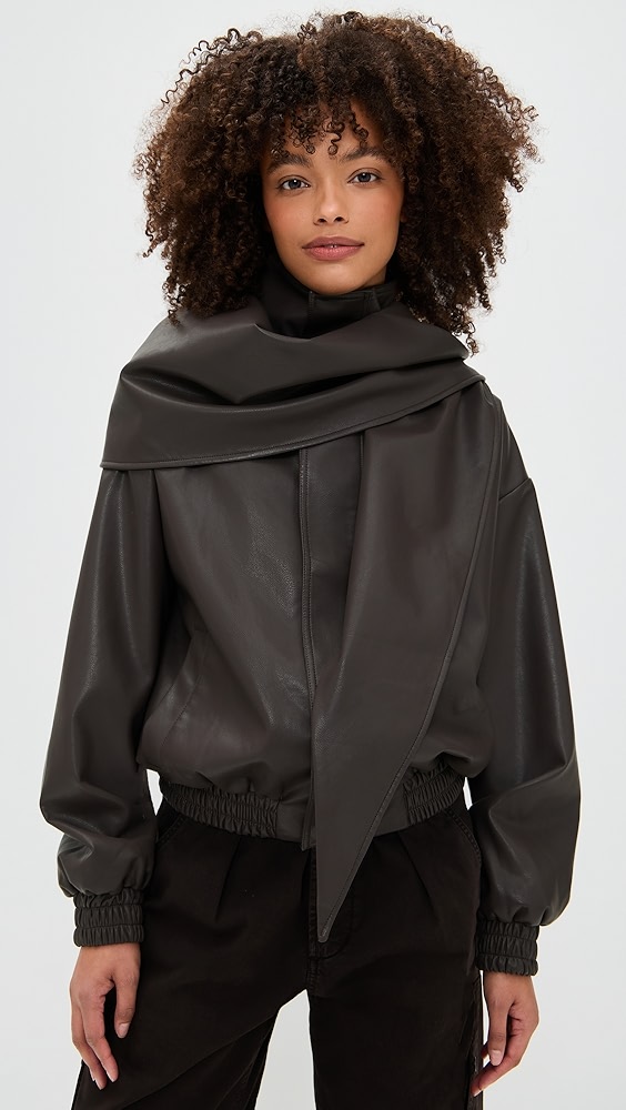 Pixie Market Leather Scarf Bomber Jacket