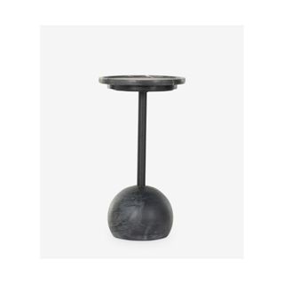 black side table with round marble top