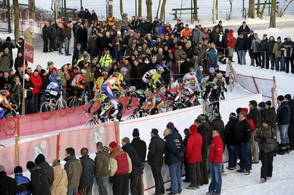 Riders negotiate a 180 degree turn.
