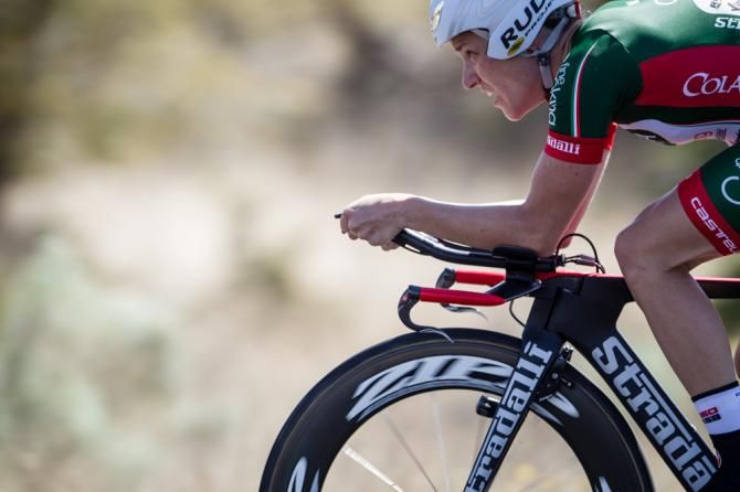 Laura Brown on her way to winning the Tour of the Gila time trial