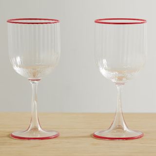 Aquazzura Casa Set of Two Striped Wine Glasses